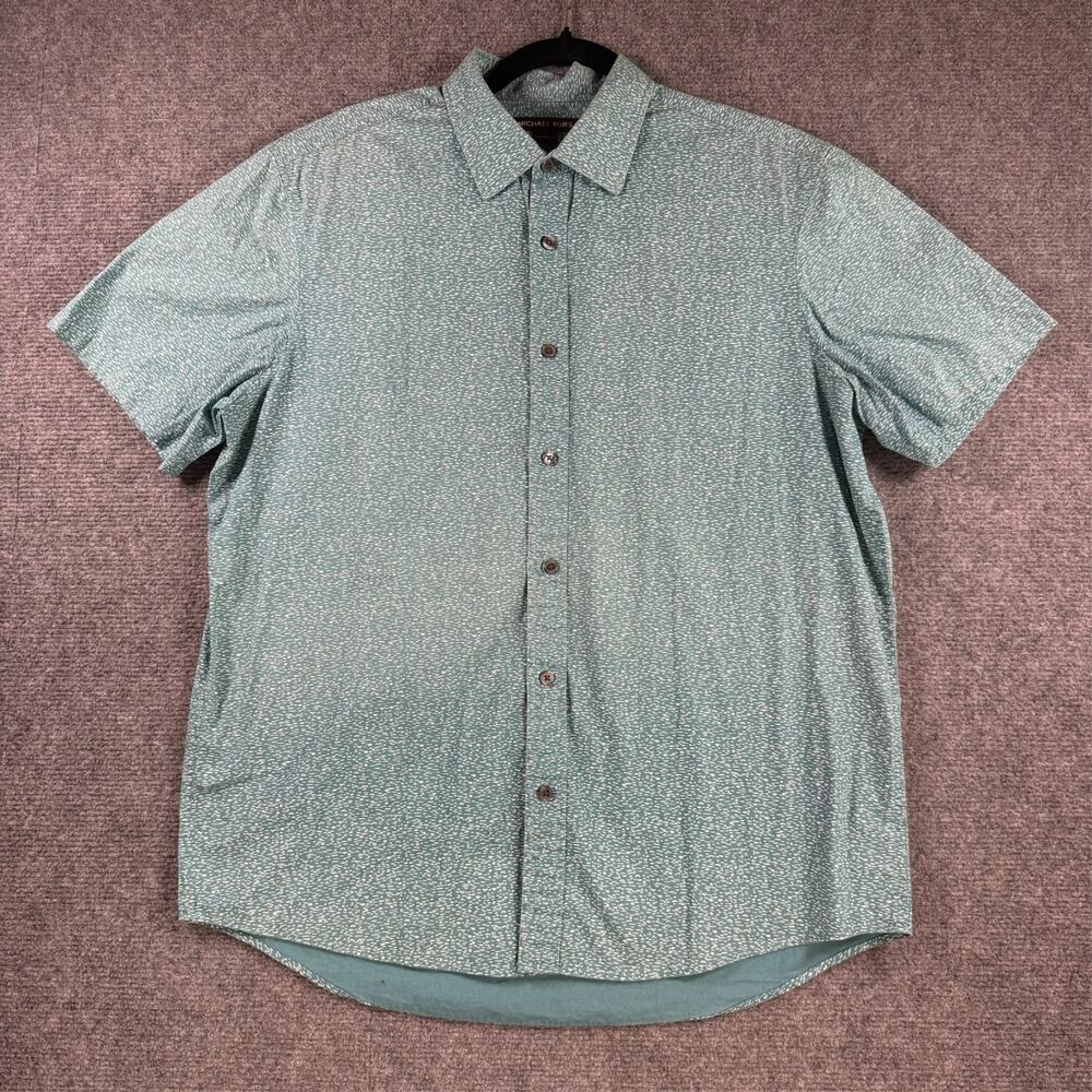 Michael Kors Mens L Classic Fit Seafoam Green Micro Dot Button Down Shirt